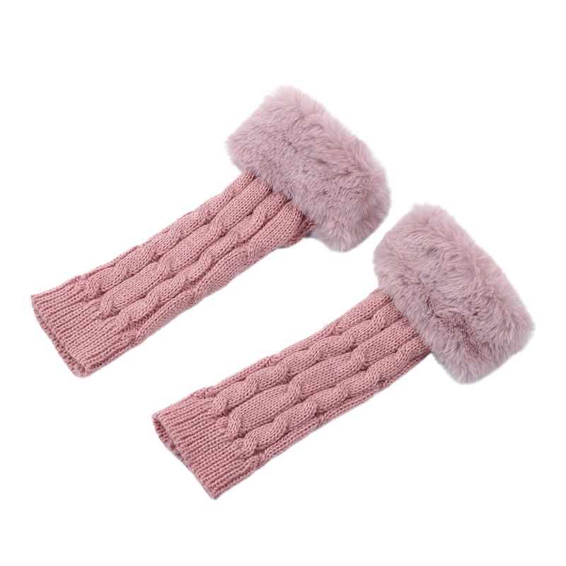 Women's Fingerless Velvet Gloves - Knitted 8-Shaped Twisted Design, Warm & Soft Wool For Autumn & Winter (Short Turn-Up Cuff, Stylish & Cozy)_voghion.com