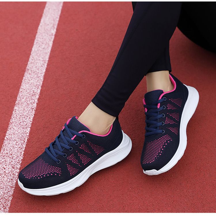 Comfortable all black 2024 spring/summer mesh breathable sports women's soft sole running casual work shoes_voghion.com