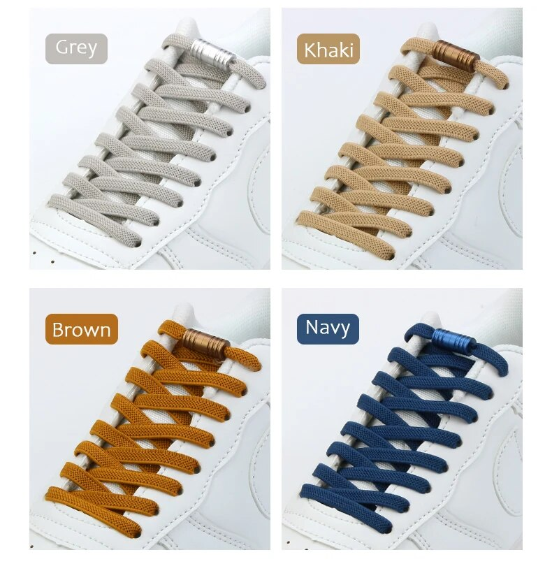 Lacci elastici con chiusura in metallo Scarpe senza lacci per scarpe da ginnastica per bambini e adulti Lacci pigri Taglia unica per tutte le scarpe_voghion.com