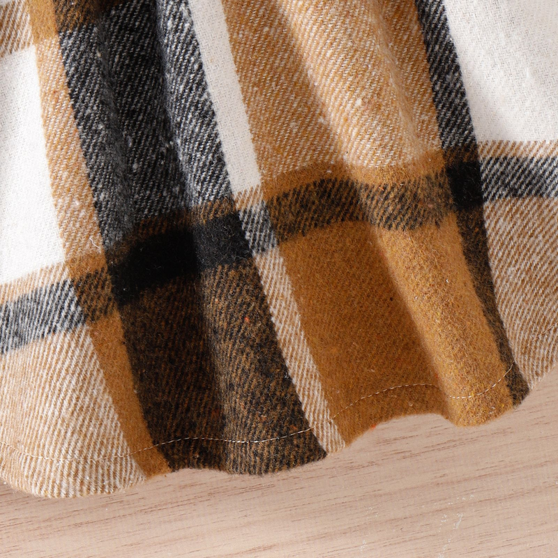 Kinderbekleidung Mode Mädchen Anzug Strickoberteil Plaid Rock Baskenmütze dreiteiliges Set_voghion.com