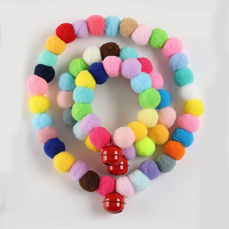 Scaldacollo per gatti colorato con pompon, anello elastico per cani, celebrità di Internet, palla soffice, accessori per animali domestici carini_voghion.com