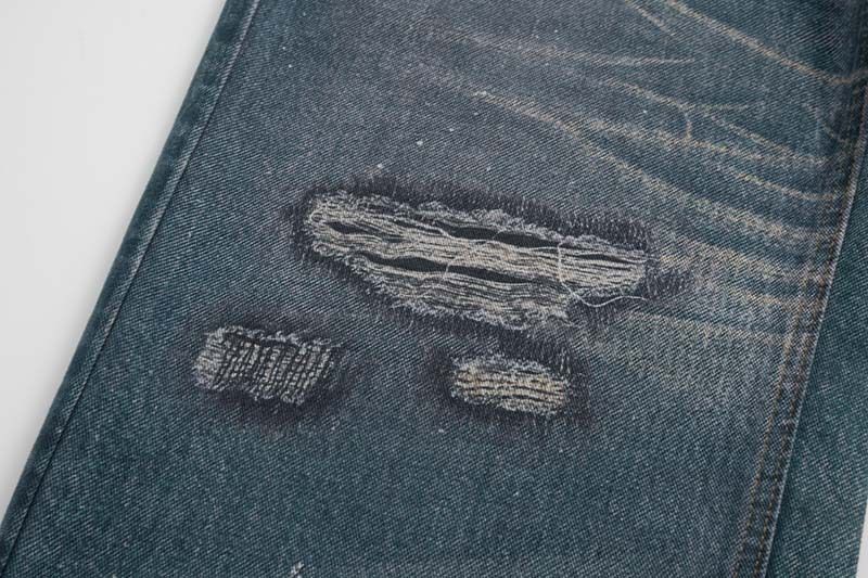 Herrenjeans im Vintage-Kettenprint – Entspannte Baggy-Hose mit geradem Bein und 3D-Details (S-XL, Blau)_voghion.com