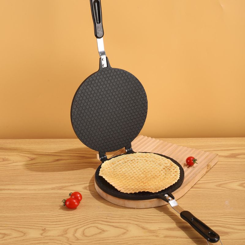 Non-Stick Egg Roll Waffle Cone Maker For Home Baking - Round Cake Cookie Mold With 17cm & 22cm Patterned & Plain Designs_voghion.com