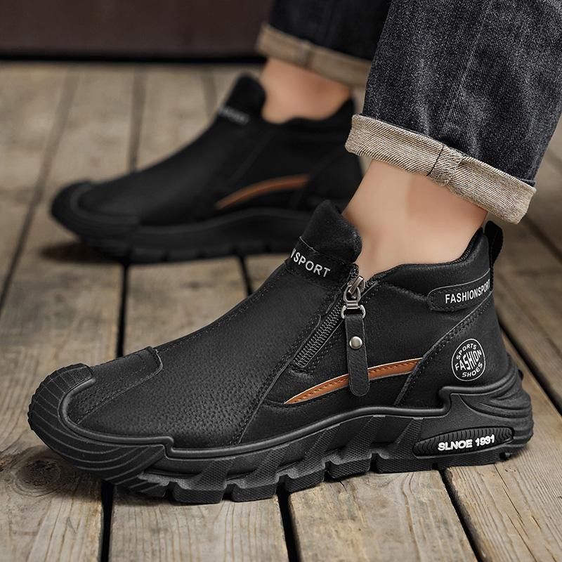 WalkPrime 2025 Herbst/Winter 2025 High-Top Martin Britischer Stil Kurzer Trendiger Arbeitsschuhe Lederstiefel Günstige Herrenschuhe_voghion.com