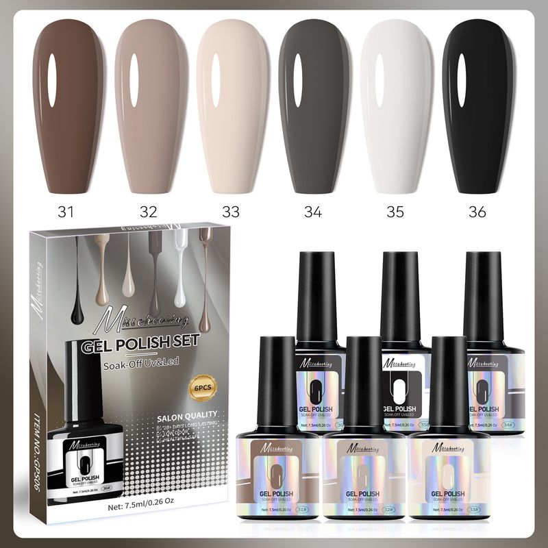 Art 6-Color Nail Polish Seasonal Transparent Series Trendy Colors Small Phototherapy Gel Set_voghion.com