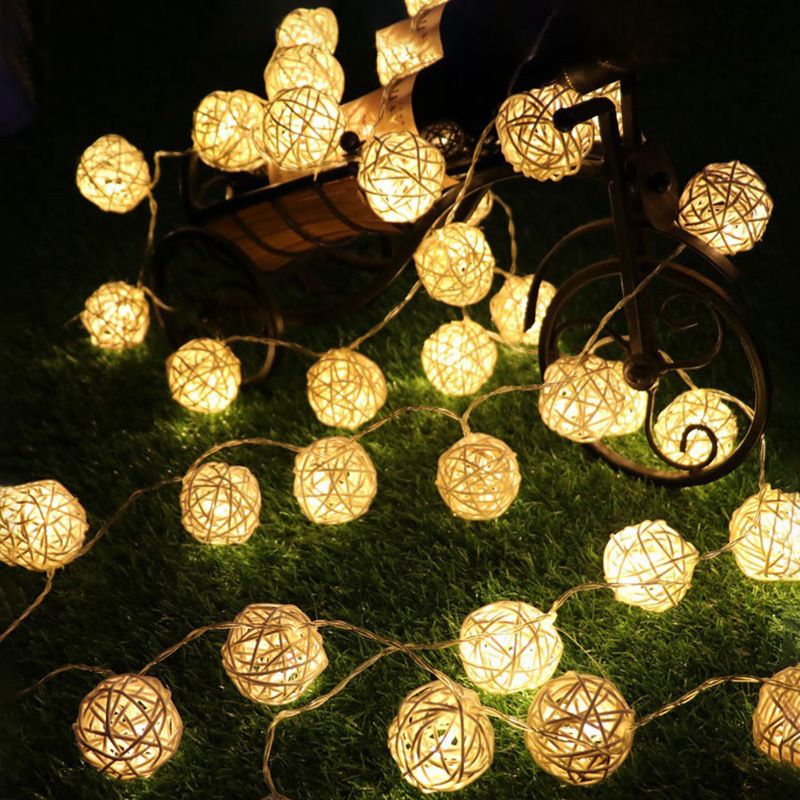 Luci a sfera in rattan thailandese LED fatte a mano in rattan luci a sfera a forma di stella luci decorative per matrimonio e Natale luci a batteria piccole luci colorate_voghion.com
