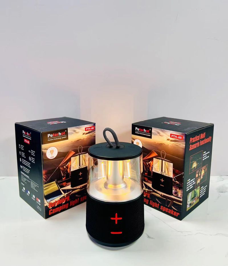 Nuovo PTH-60 Outdoor Camping Light Bluetooth Speaker Bass Cannon Home Desktop Multi funzionale LED Desk Lamp Sound System_voghion.com