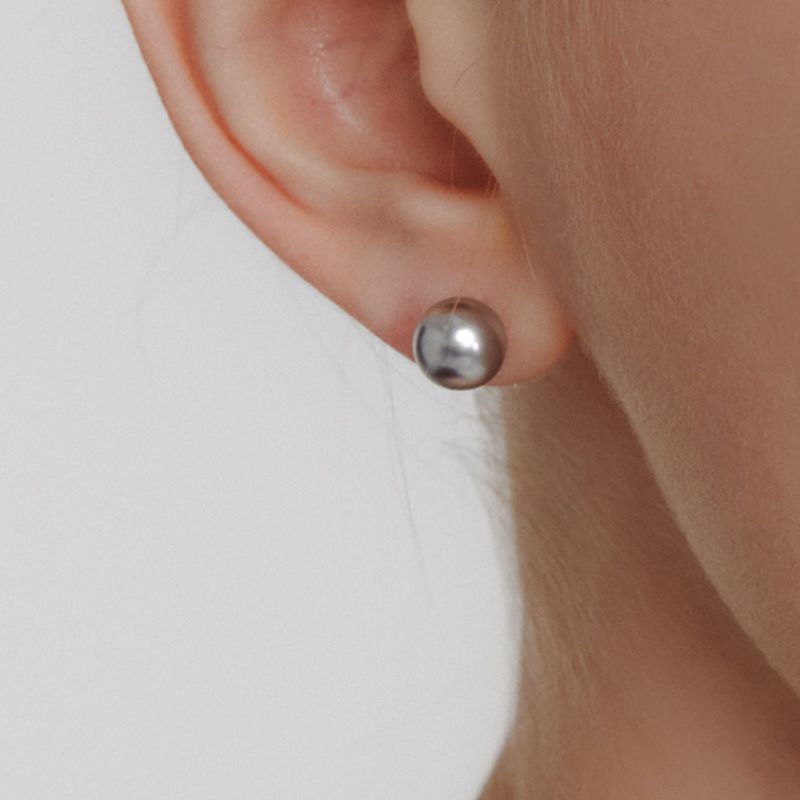 Corea del Sud Fever stesso stile orecchini a bottone in argento con perle rotonde, nicchia femminile, luce, lusso, elegante, semplice, tutti abbinabili, orecchini popolari_voghion.com
