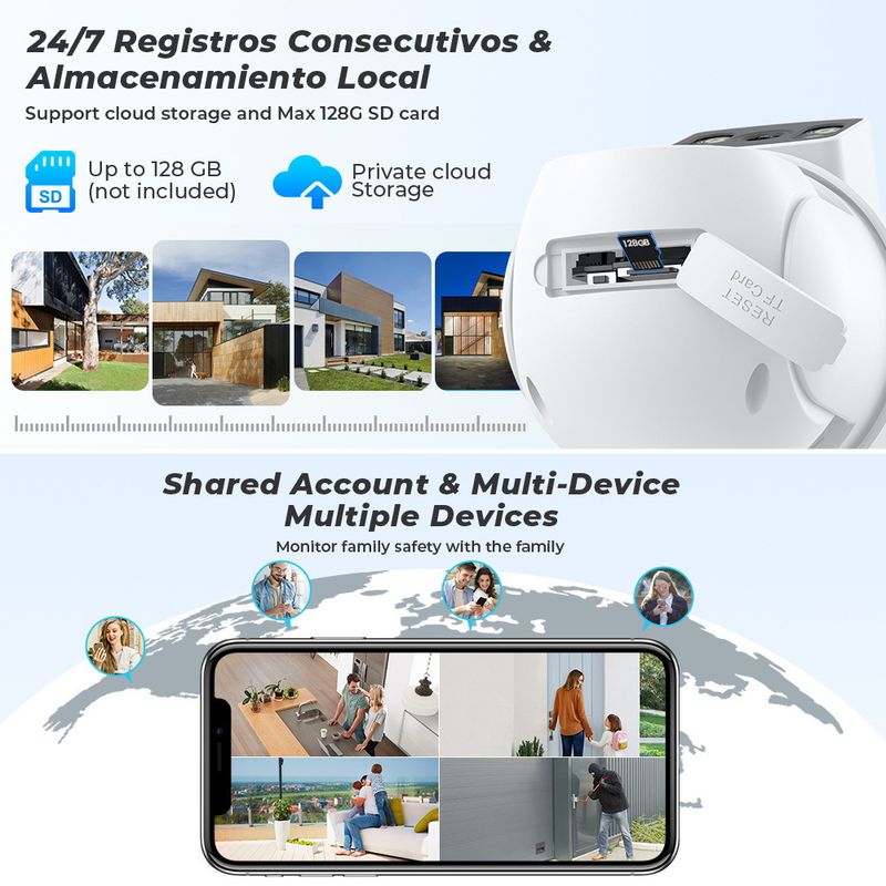 Dual-Lens Security Camera System - WiFi Outdoor PTZ & Bullet Camera With Night Vision (2-Way Audio Motion Detection Waterproof Remote Viewing)_voghion.com