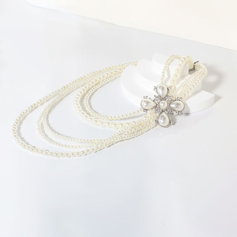 Retro Multi Layer Pearl Long Necklace Sweater Chain Pearl Necklace_voghion.com