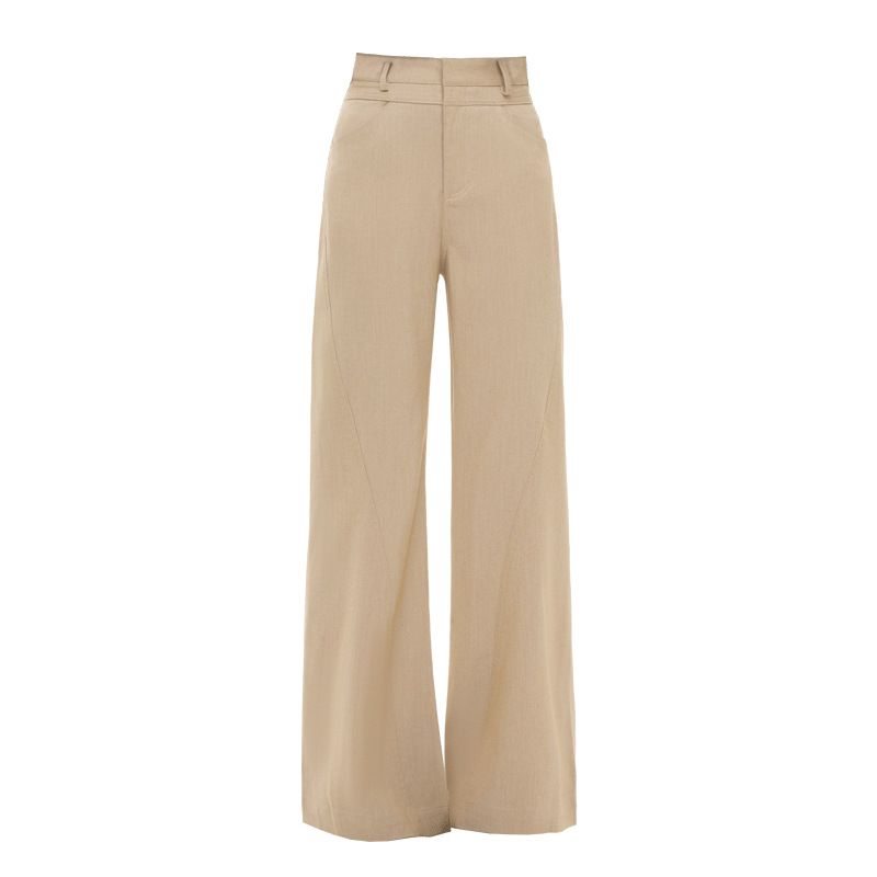 K French Design Straight Leg Pants For Women, Hip-covering Slightly Flared Wide-leg Pants With A Draping Feel, Casual Bell-bottom Floor-length Pants_voghion.com