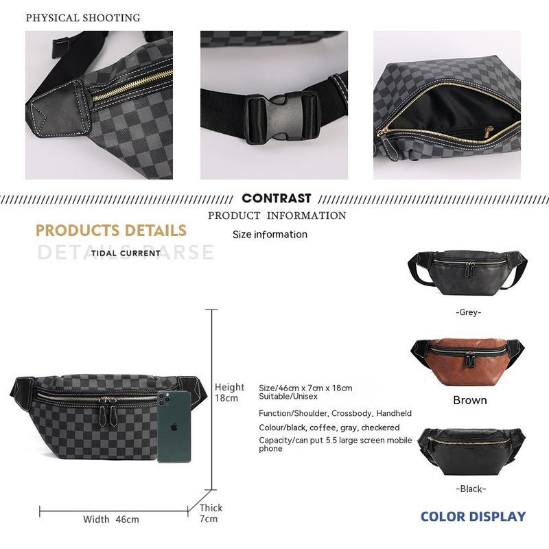 2023 Nei europäesch an amerikanesch klassesch Casual Kontrast Gürteltasch Modesch a villfälteg One-Shoulder Crossbody Broschttasch Trendy Unisex Modeller_voghion.com