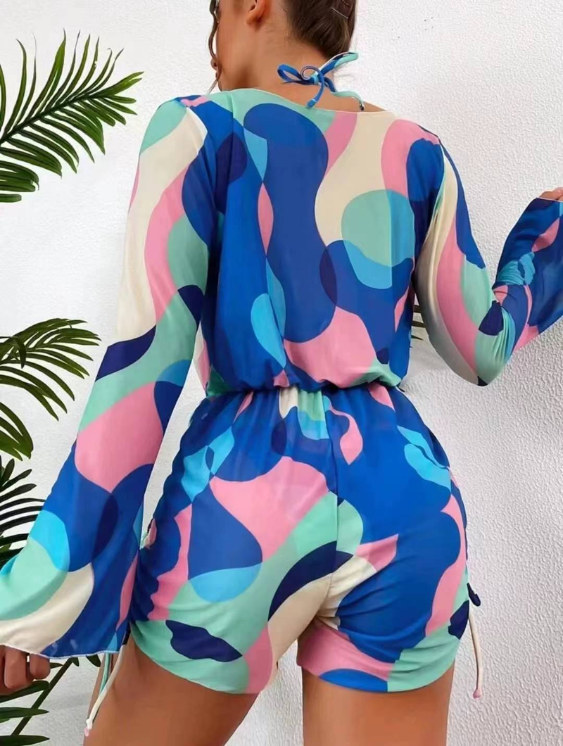 Traje de baño europeo nuevo de tres piezas 2024 Bikini de mujer Bikini de una pieza con manga larga y parte superior de malla_voghion.com