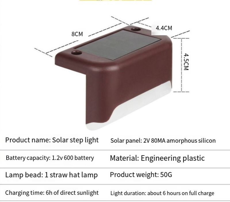 Napelemes 1LED-es lépcsővilágítás korlátvilágítás kerítésvilágítás lépcsővilágítás kerti dekorációs lámpa kültéri esőálló fali lámpa_voghion.com