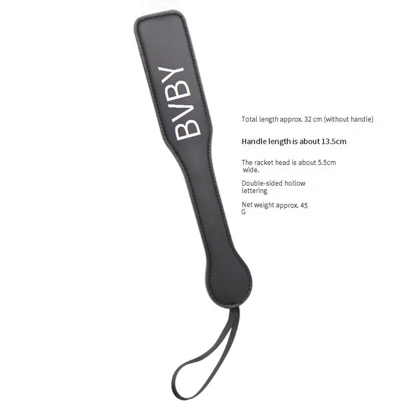 Prodotti sessuali SM Lettere nere Pelle per bambini Parole bianche Corda nera Parola incisa Racchetta in pelle Forniture per adulti Racchetta divertente_voghion.com