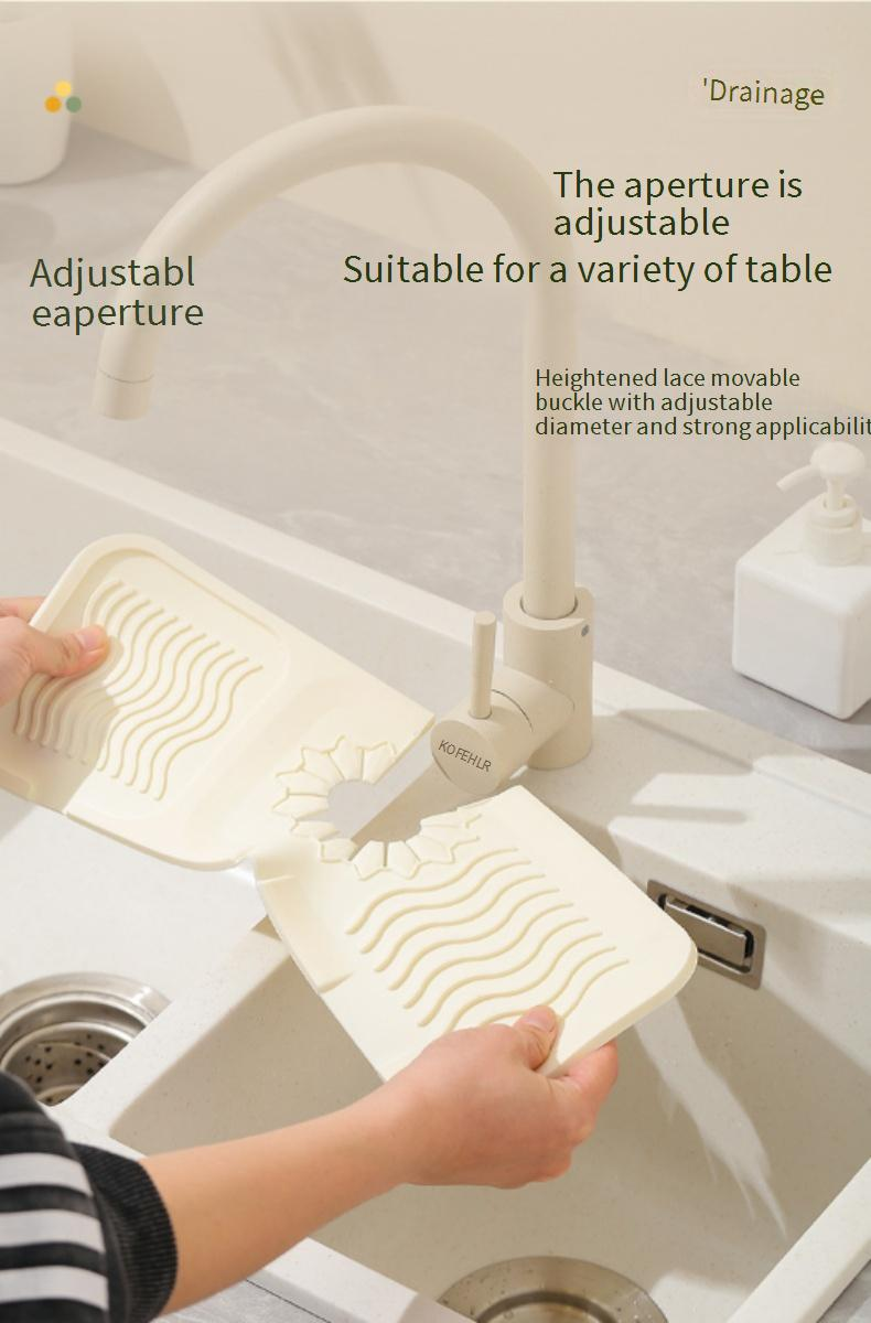 Silicone Drain Mat Faucet Storage Drain Rack Wash Basin Splash Pad Extended Home Kitchen Table Drain Mat_voghion.com