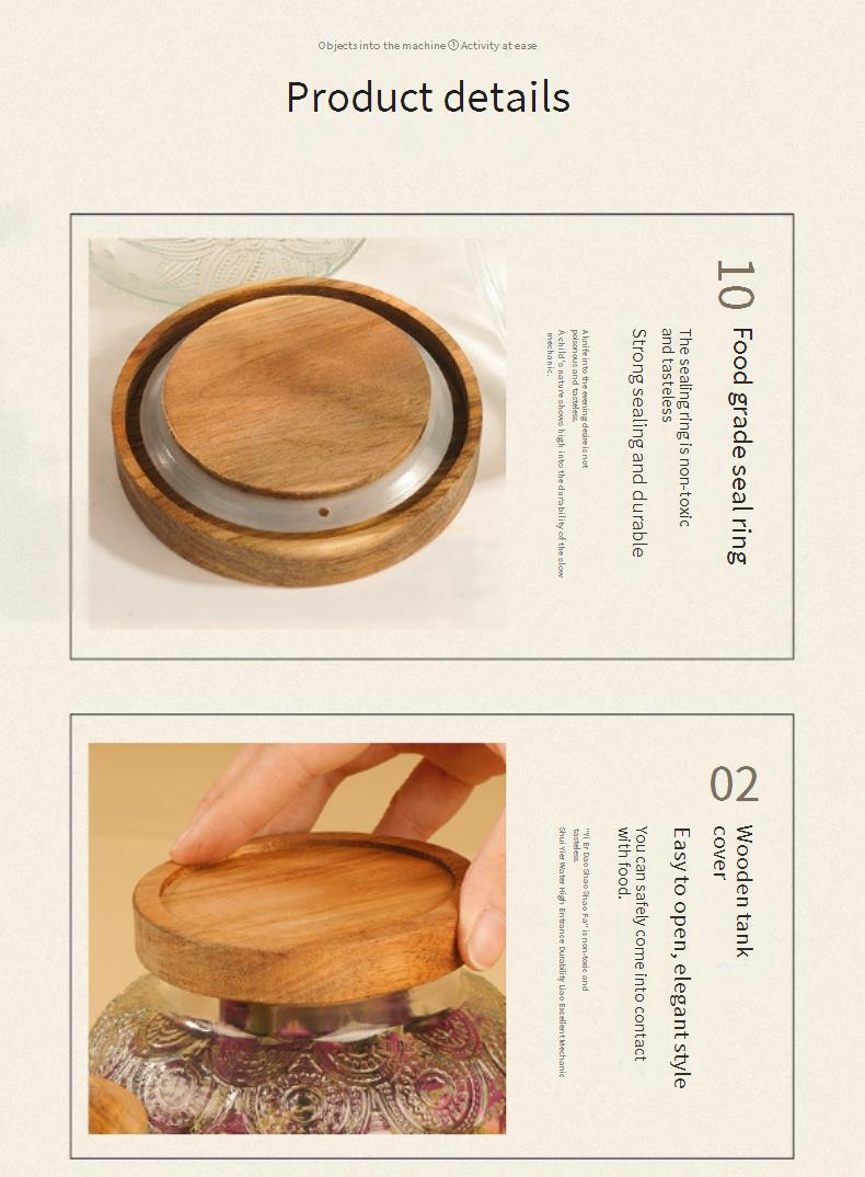 Retro-Glas versiegelt Jar geschnitzt Relief Glas Vorratsglas transparent Tee kann Lagerung Stapeln Jar_voghion.com