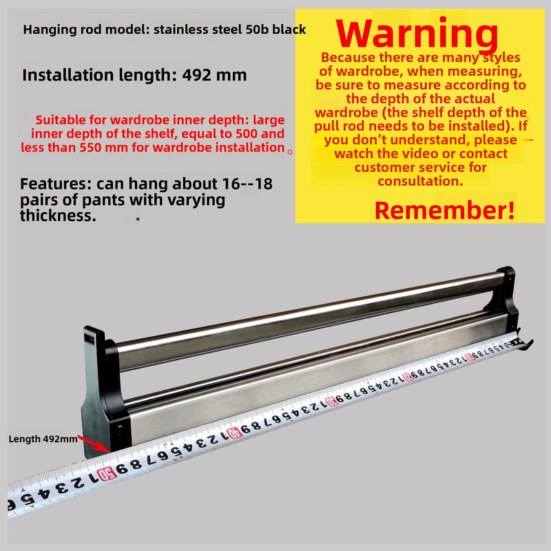 50cm Extendable Pants Hanger Rail - Pull-Out Closet Organizer For Wardrobe With Slide Track_voghion.com