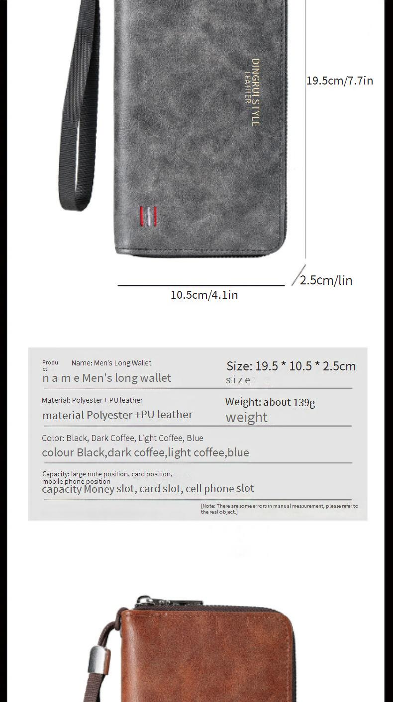 New Men's Wallet Casual Multi Card Slot Long Wallet Mobile Phone Coin Purse Large Capacity Clutch Bag_voghion.com