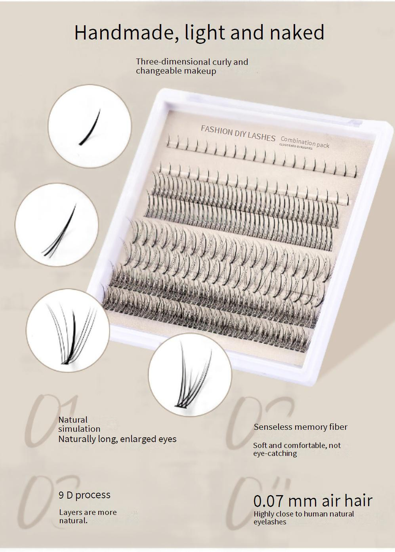 False Eyelashes New False Eyelashes Lower Eyelashes Mixed Set Fishtail A Shaped Sandwich Single Cluster Grafted Mother's Natural Eyelashes Set_voghion.com