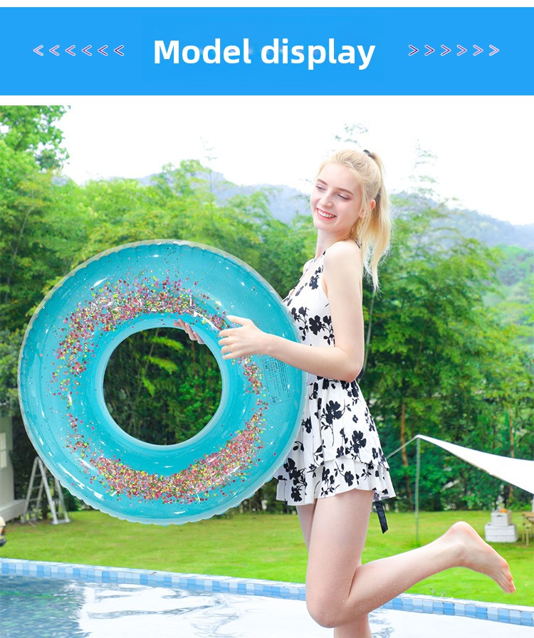 PVC Sequin Swimming Ring Thickened Outdoor Water Inflatable Floating Ring Net Celebrity Lifebuoy Underarm Circle Swimming Ring Wholesale_voghion.com