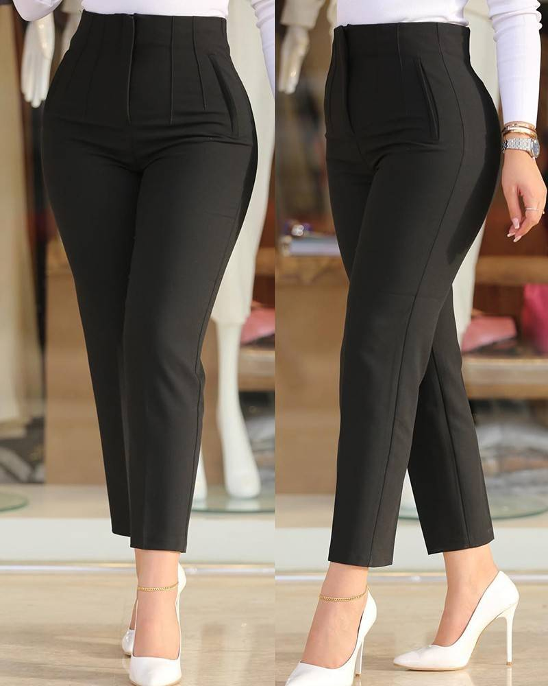 Pantaloni casual da donna in tinta unita_voghion.com