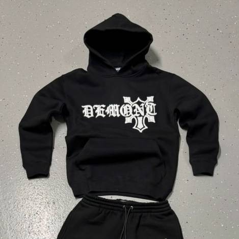 Completo streetwear con felpa con cappuccio e jogger - Pullover unisex hip hop con scritte floccate, vestibilità comoda e casual (nero/grigio, S-XL)_voghion.com