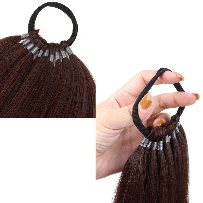 Ponytail Extensions, Versatile Elastic Band Black Ponytail Extension For Women, 20" Long Straight Soft Natural Synthetic Pony Tails_voghion.com