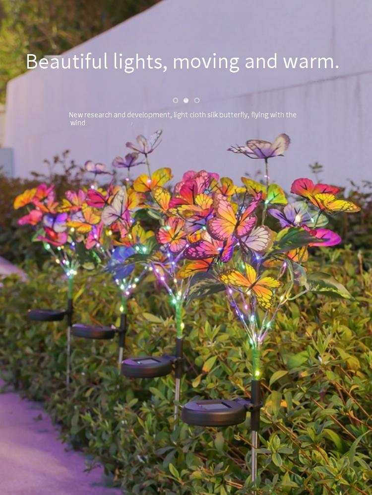Solar Butterfly Lights Outdoor Garden Decor - Waterproof LED Fairy Lights For Patio, Lawn & Yard - Romantic Atmosphere Lighting With Ground Spike_voghion.com