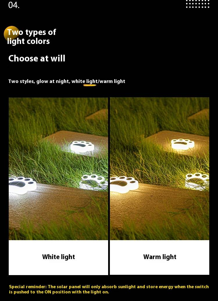 Luces solares de jardín con forma de pata de gato, luces LED impermeables para exteriores, ideales para decorar caminos, patios y escaleras (luz blanca/cálida)_voghion.com