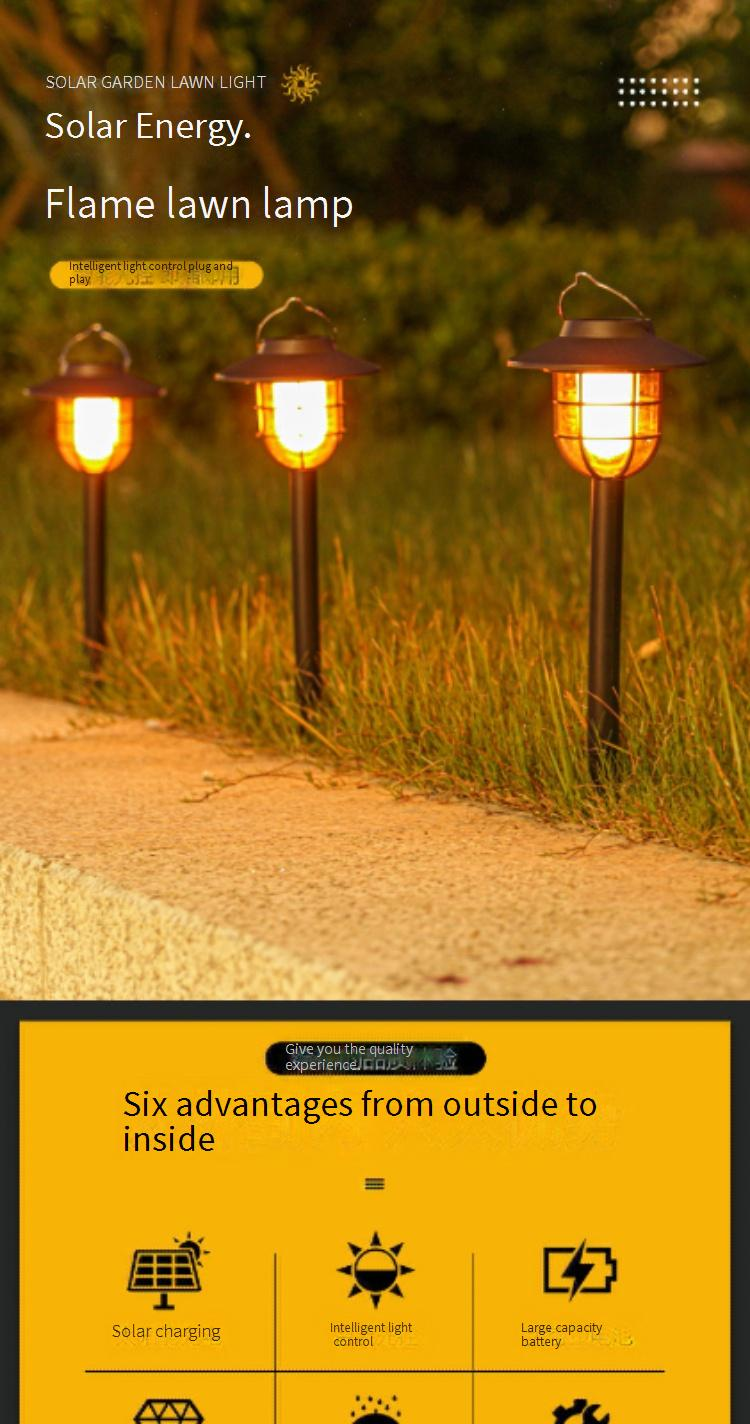 Solar Flame Torch Light Outdoor Garden Decor Waterproof LED Landscape Lighting For Patio Yard Pathway"_voghion.com