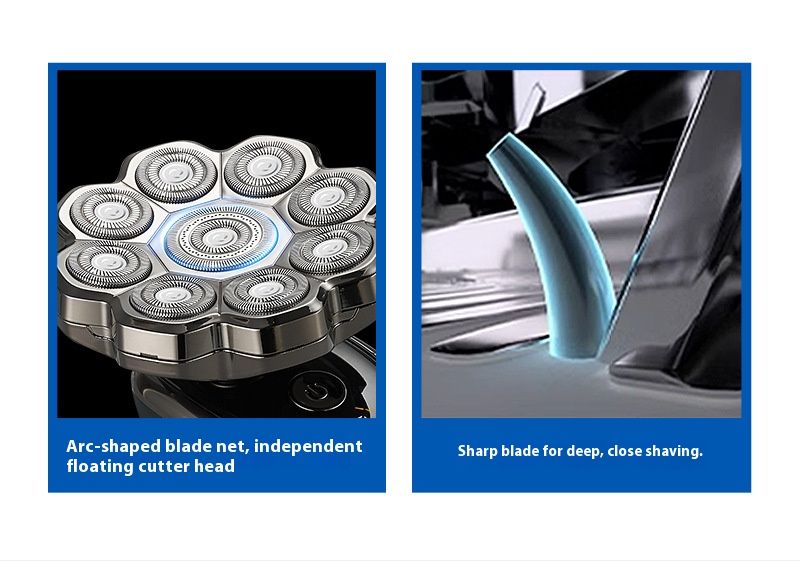 9-Blade Rotary Electric Shaver - IPX7 Waterproof, LED Display, USB Rechargeable, Low Noise 46dB, Floating Heads For Bald_voghion.com