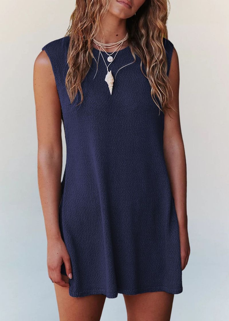 Canotta oversize da donna in maglia con spacchi laterali - Morbida miscela di viscosa, traspirante ed elastica, casual streetwear per l'estate, taglie forti S/M/L/XL_voghion.com