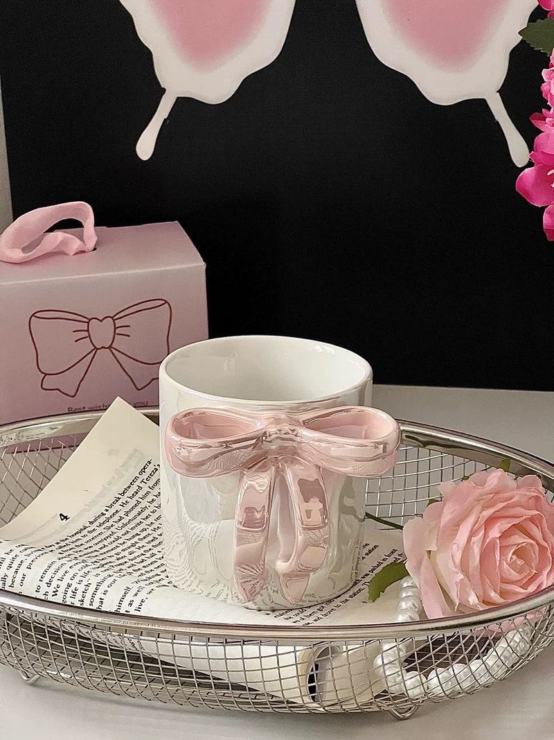 Three Dimensional Bow Cup, Mug, Electroplated Ceramic Cup_voghion.com