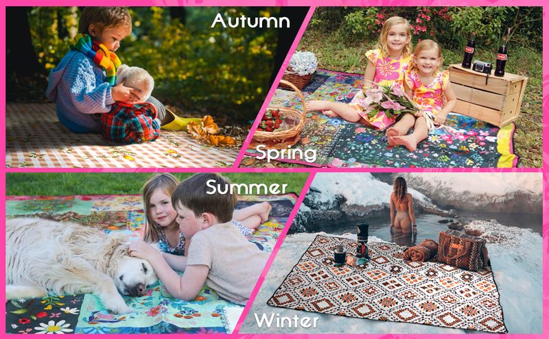 Cuslnox Waterproof Foldable Extra Large, 80 80inch (Approx. 203.2 X 203.2cm ) Beach Blanket Sandproof, 3-Layer_voghion.com