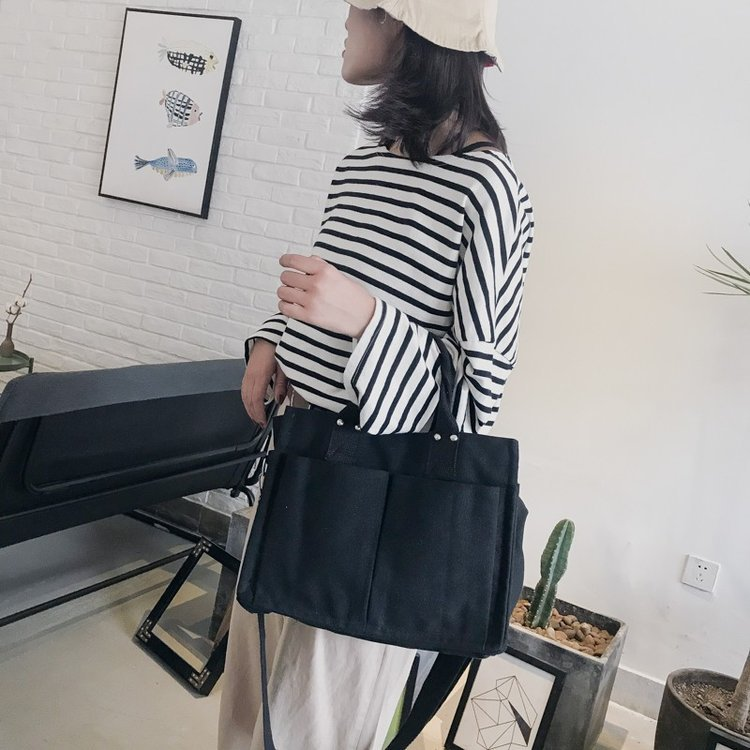 Pratica borsa a tracolla a spalla singola in tela multitasche per il tempo libero, moda autunno e inverno, nuova donna, di grande capacità_voghion.com