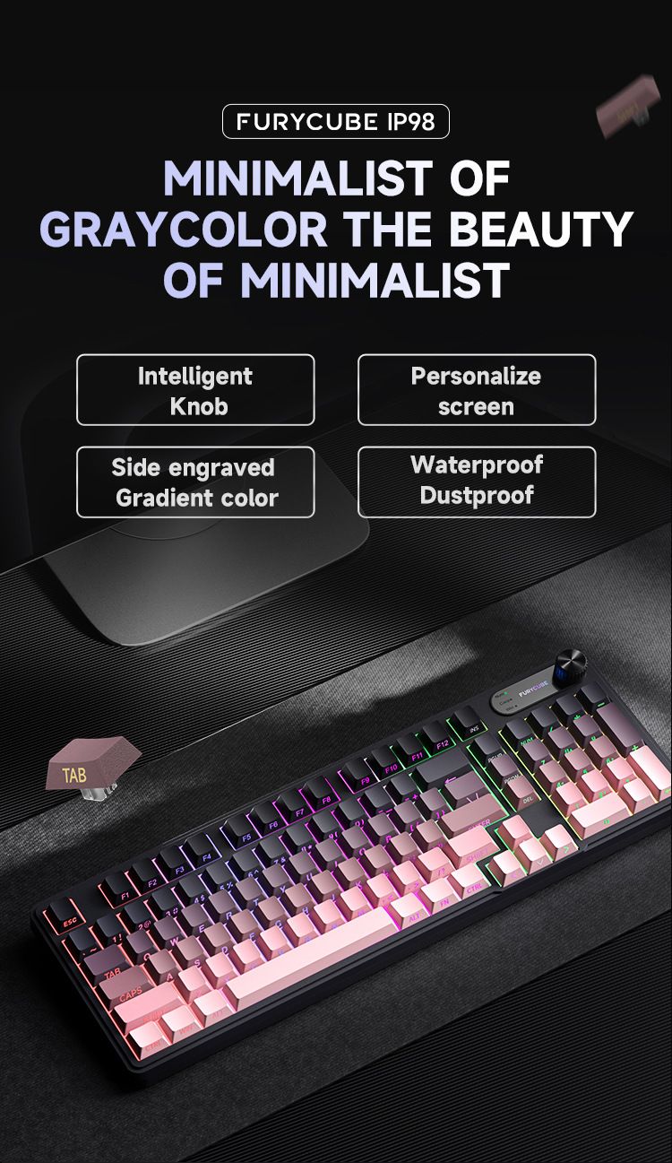 Tastiera FURYCUBE IP98 meccanica impermeabile per computer da gioco e-sport, esteticamente gradevole, cablata e silenziosa_voghion.com