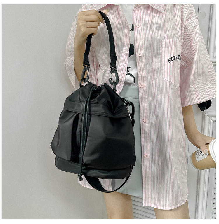 Eenzel Schëller-Crossbody-Täsch, Casual Schnürpäck, Liichtgewiicht Handtasche mat grousser Kapazitéit, Nylon-Eemertasch fir Fraen_voghion.com