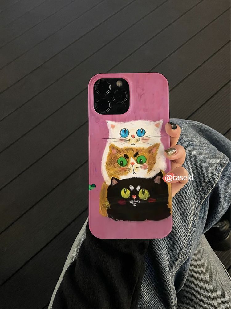 Unbeatable Quality Cute Three Little Cat Iphone15 Mobile Phone For IPhone 14plus Drop-Resistant 16 Promax13 Niche Art No Shell Twinning_voghion.com