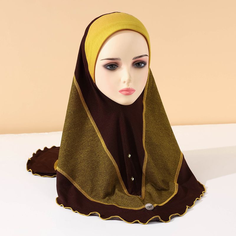 Women's Hijab summer new headscarf denim contrast color stitching style pullover headscarf ladies headscarf_voghion.com