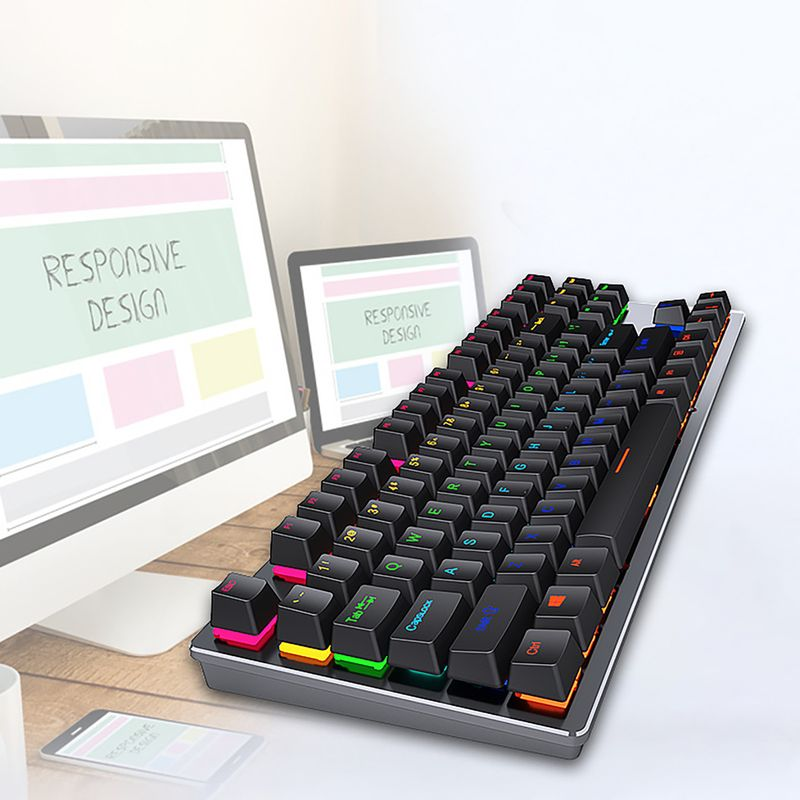 Farfi K550 Tastiera meccanica da gioco USB ergonomica non ritardata cablata con 87 tasti per ufficio_voghion.com