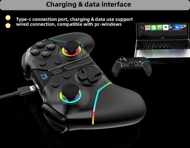Controller di gioco multifunzionale wireless Bluetooth con vibrazione a sei assi adatto per giochi Swtich/Android/iOS/PC_voghion.com