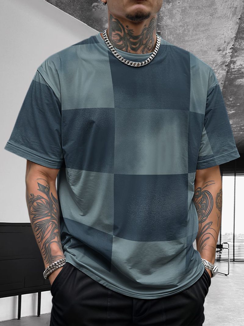 Sommer Neue Herren Kontrastfarbe Street Style Patchwork Mode Lässig Vielseitig Atmungsaktiv Kurzarmhemd_voghion.com