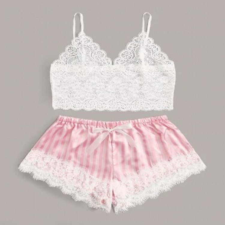 Neues schwarzes Heimkleidungs-Zweiteiler-Set aus Kunstseide, modisches und bequemes Pyjama-Set aus Spitze_voghion.com