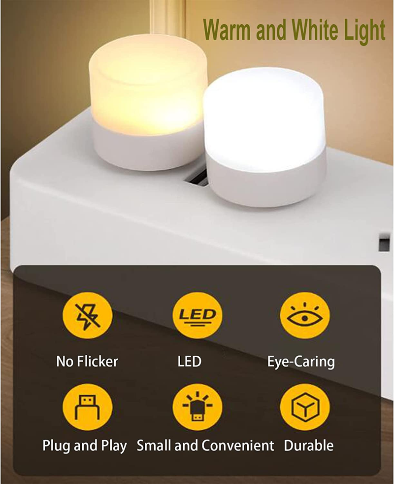 1 Piece Mini USB Plug Lamp 5V 1.2W Super Bright Eye Protection Book Light Computer Mobile Power Charging USB Small Night Light_voghion.com