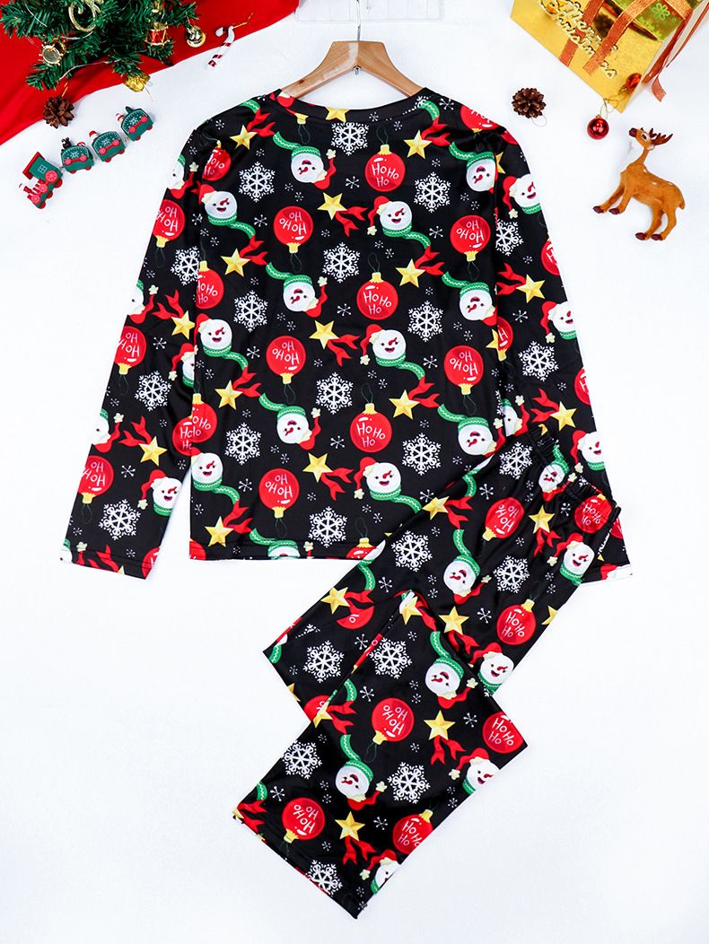 Pigiama a maniche lunghe semplice e comodo per autunno e inverno da donna, taglie forti, abbigliamento da casa natalizio_voghion.com