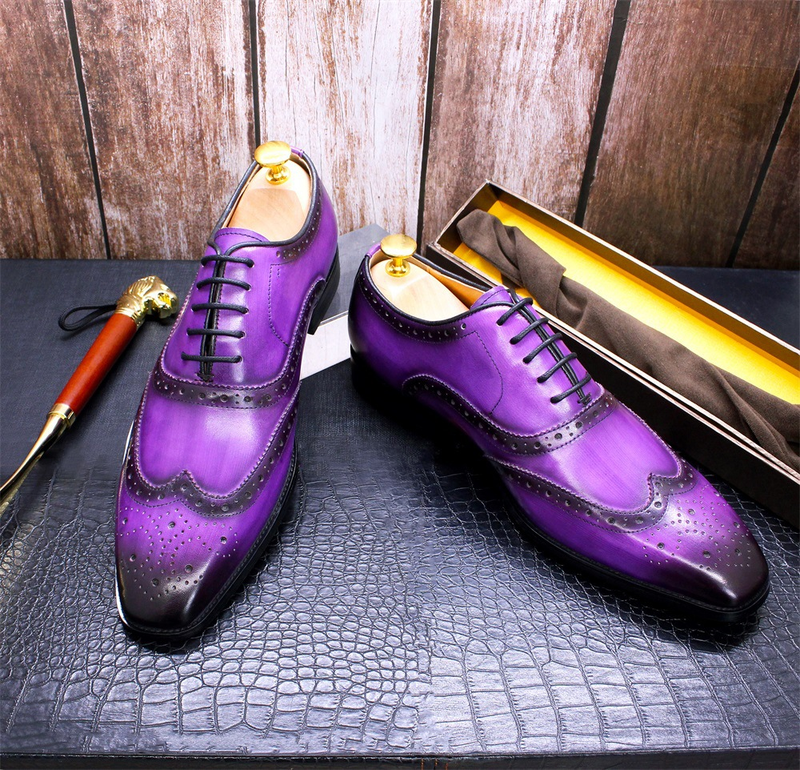 Scarpe da uomo in pelle brogue stile britannico, scarpe Oxford da uomo fatte a mano, scarpe da lavoro casual in pelle, esplosione da uomo_voghion.com