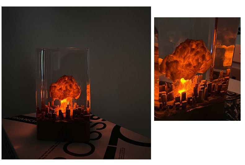 Night Light Ornament Ohaimer Atomic Bomb Explosion Mushroom Cloud Creative Crystal Epoxy Resin Craft_voghion.com