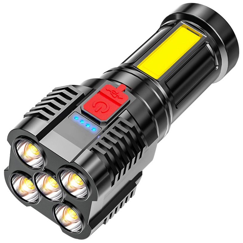 Cross-Border 5LED Household Portab Multi-Function COB Side USB Rechargeab Mini Small Strong Light Flashlight_voghion.com