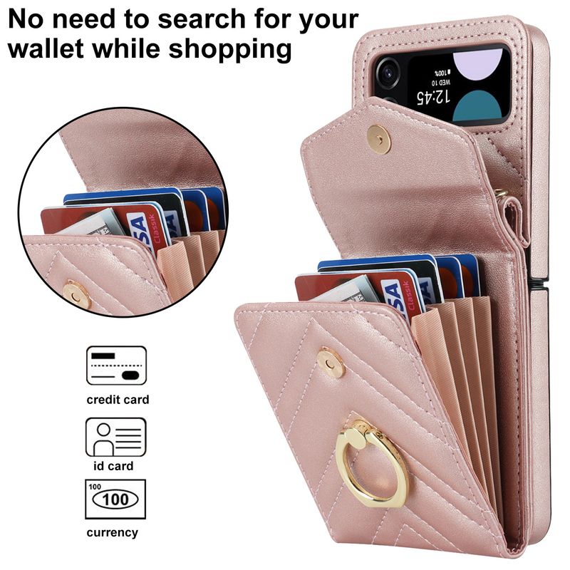 Suitable for the new Samsung ZFlip3 oblique organ mobile phone case folding ZFlip4 small fragrance ring mobile phone leather case_voghion.com
